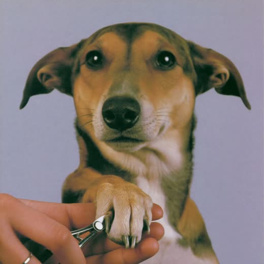 A dog's paw held for nail clipping